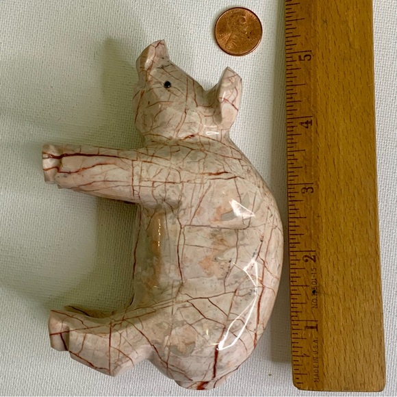 Large Pink Marble Carved Pig Figurine Farm Animal Polished Stone Swine 5" 539g - Picture 15 of 16
